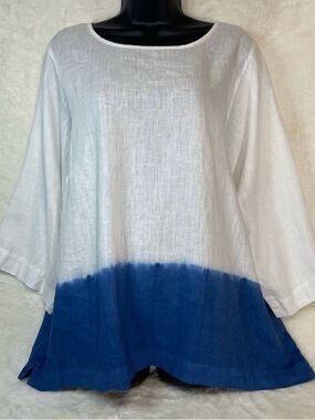 J. Jill Pure Jill Linen Dip Dye Kimono Sleeve Top - XL